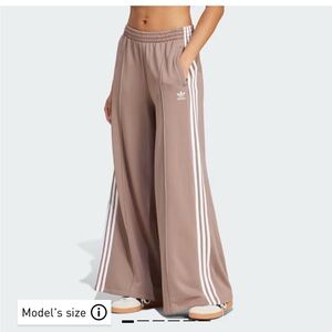 Adidas Tan and White Joggers with Signature Stripes